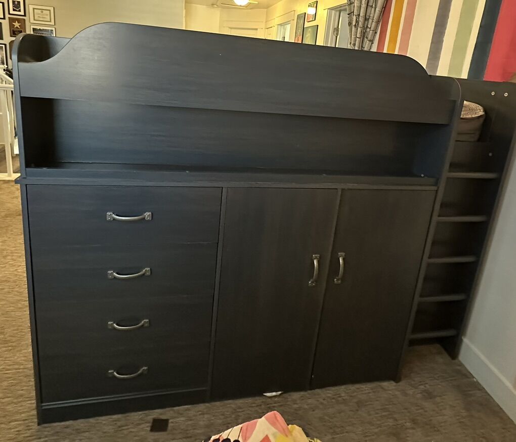 4-Drawer blue Twin-Size Loft Bed