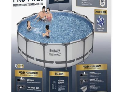 Bestway Steel Pro MAX 14' x 33" Round Above Ground Pool Set with Pump brand new still in box