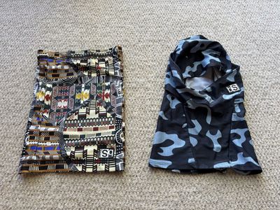 One bS (Black Strap) neck gaiter & one bS full head/face mask balaclava
