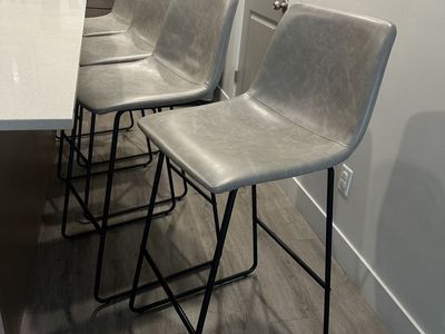 (4) Counter Stool, Faux Leather, Metal Frame