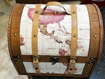 Awesome Vintage Leather Map Treasure Chest Storage