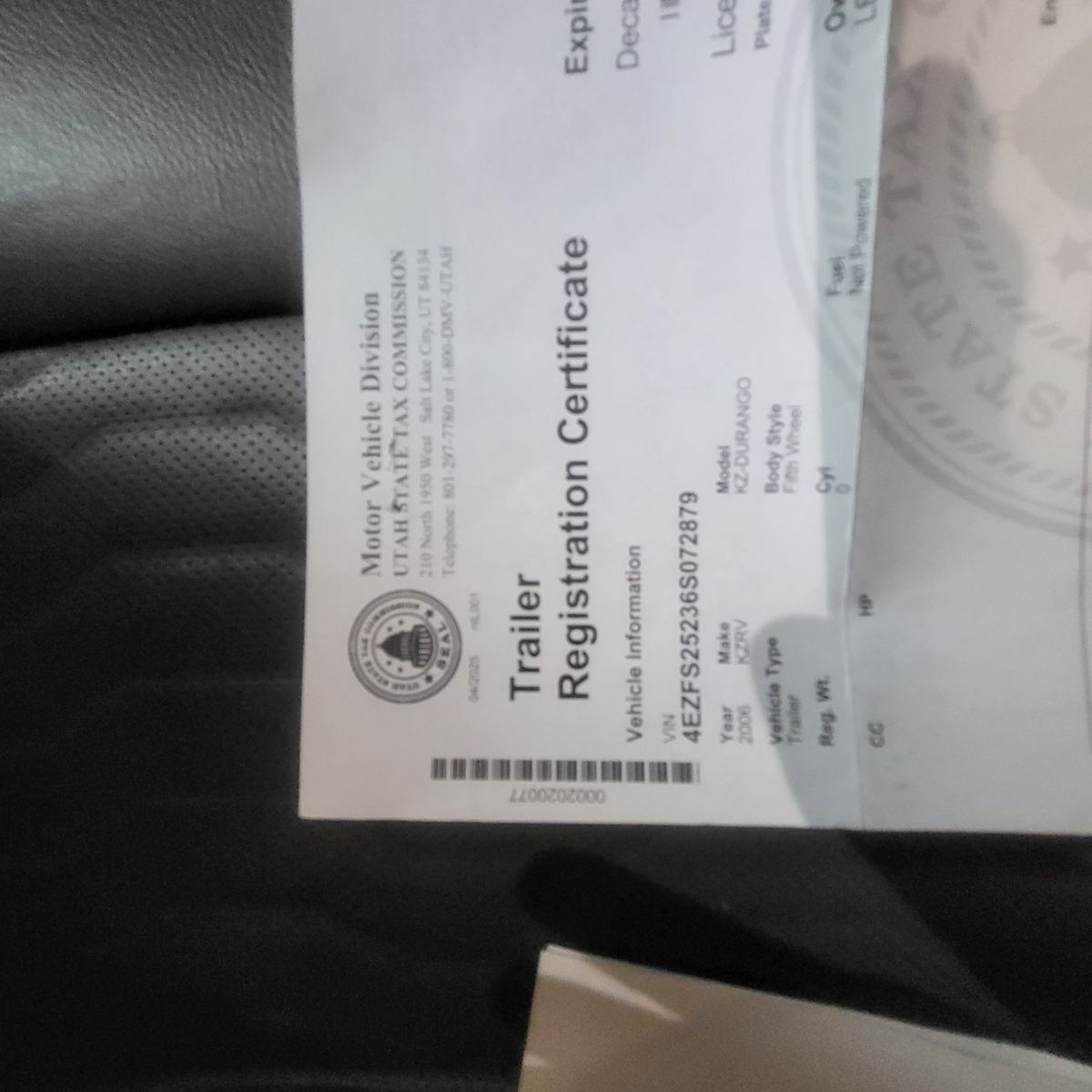 KZ Durango 26" 5th wheel trailer