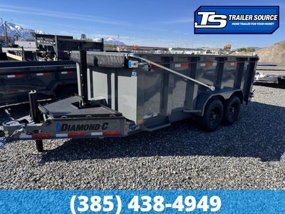 7x14 Diamond C LPT 207 Dump Trailer - 44" Sides - 15.5K GVWR - 14 Ply Tires, Hydraulic Jack(s), Long Arm Tarp