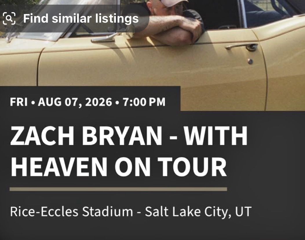 Zach Bryan - With Heaven On Tour Pit Tickets | Rice-Eccles Stadium Aug 7, 2026