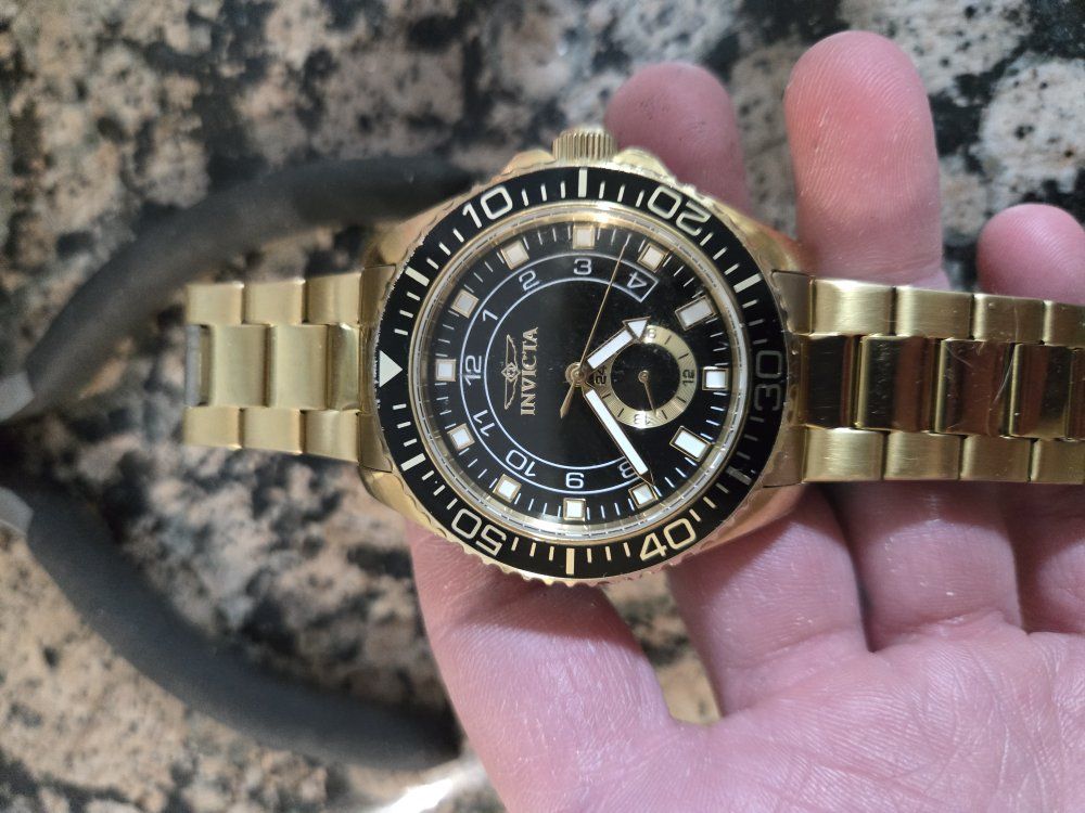 Invicta 47181 Pro Diver Gold/Black GMT Quartz Watc