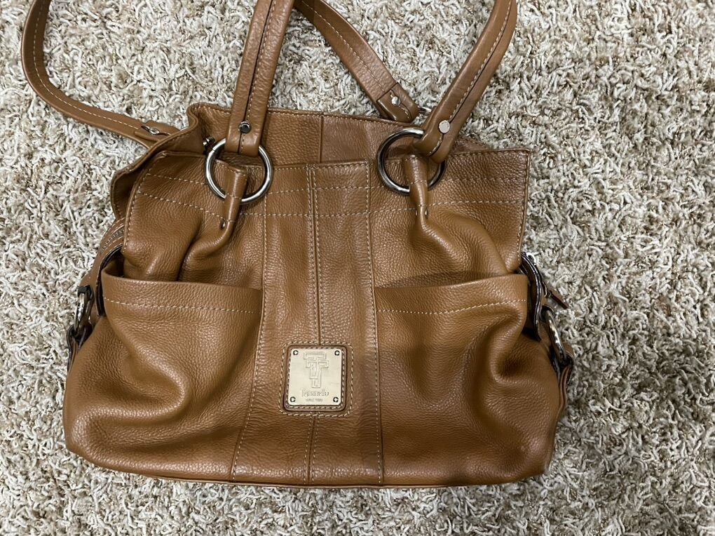 Tignanello Leather Handbag Light Brown Good