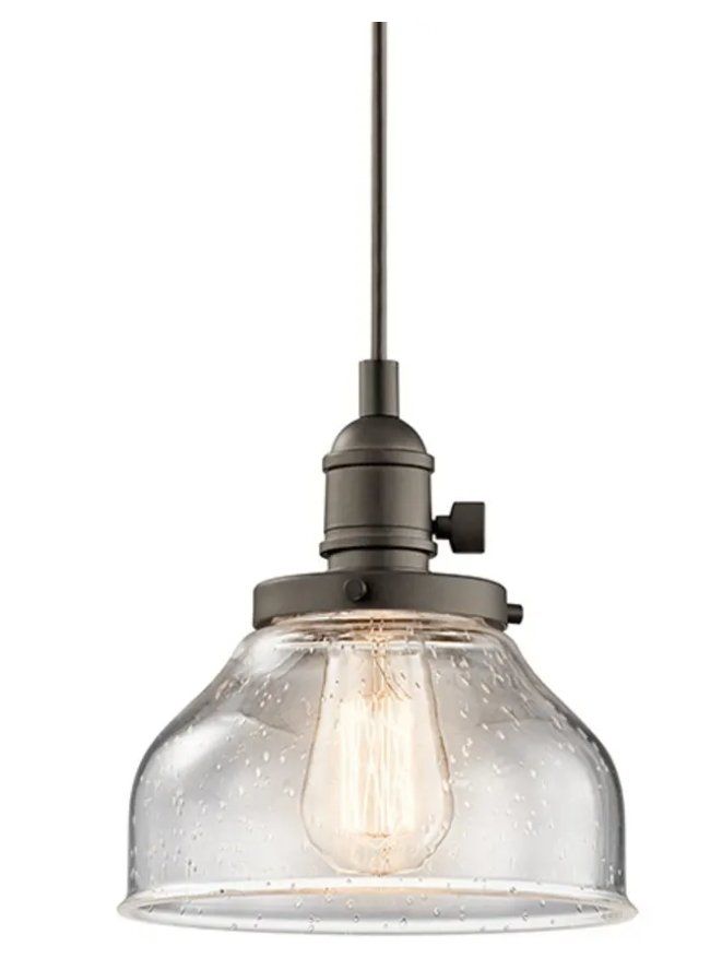 NEW KICHLER AVERY 1-LIGHT BRONZE PENDANT WITH CURVED GLASS