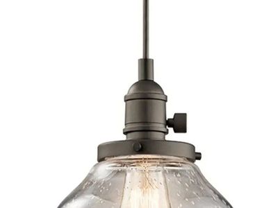 NEW KICHLER AVERY 1-LIGHT BRONZE PENDANT WITH CURVED GLASS