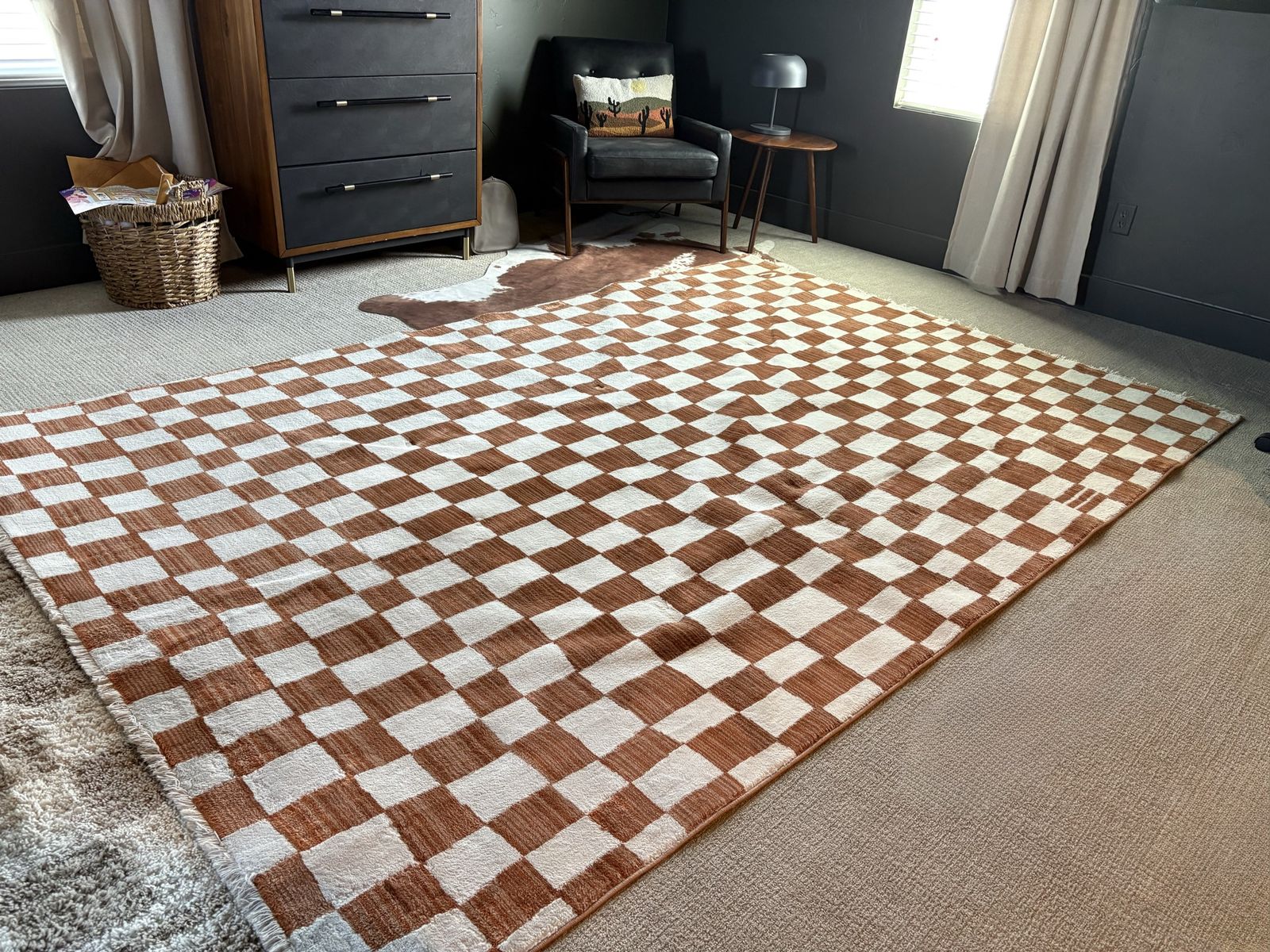 6' 7" x 10' 2" checkered area rug