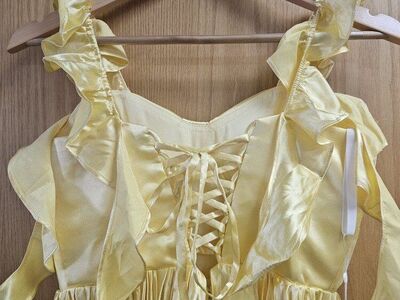 Satin Butter Yellow Pleated Dress