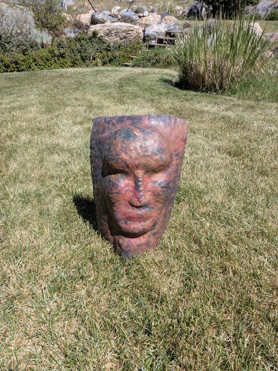 Copper Face Sculpture Artwork