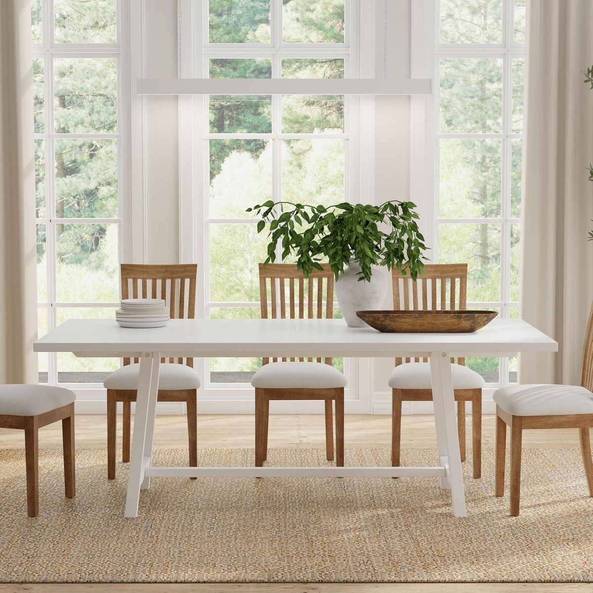 NEW 84" Harthwell Solid Wood Frame Modern Farmhouse Dining Table