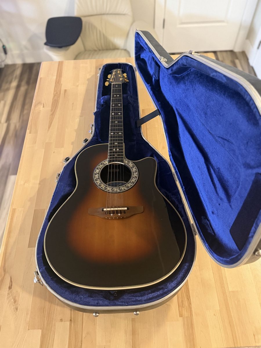 Ovation 1778T Acoustic-Electric Guitar, Sunburst Finish, w/ Hard Case & Tuner