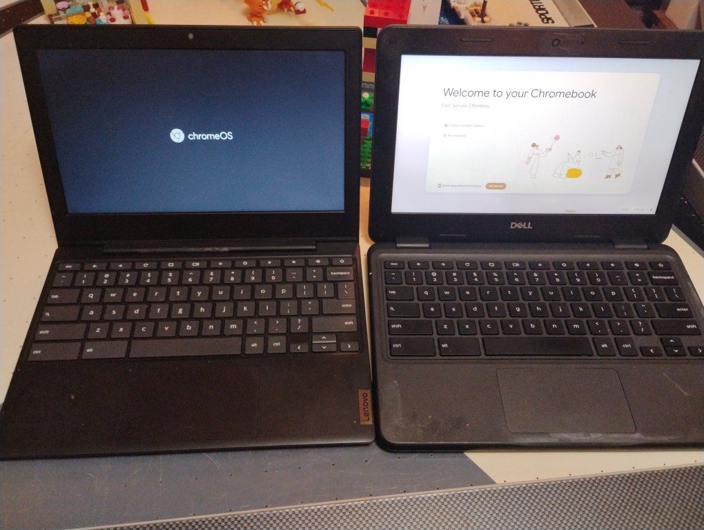 Lenovo & Dell Chromebooks - 2-Pack, Black, Chrome OS, w/ Chargers - Used Condition