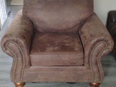 Oversized Roll-Arm Accent Chair with Nailhead Trim – Pet-Free Home