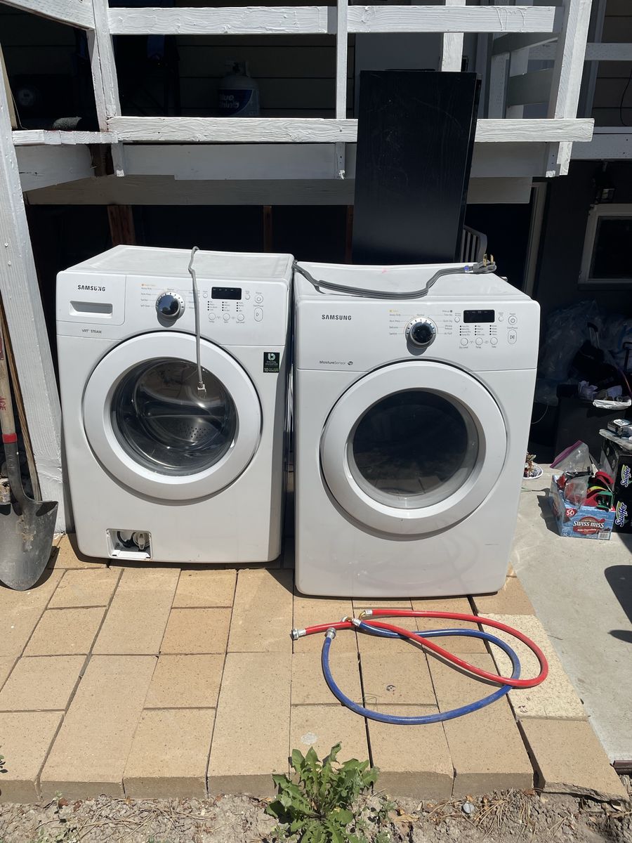 Samsung White Front Load Washer & Dryer Set - VRT Steam & Multisense - Great Condition