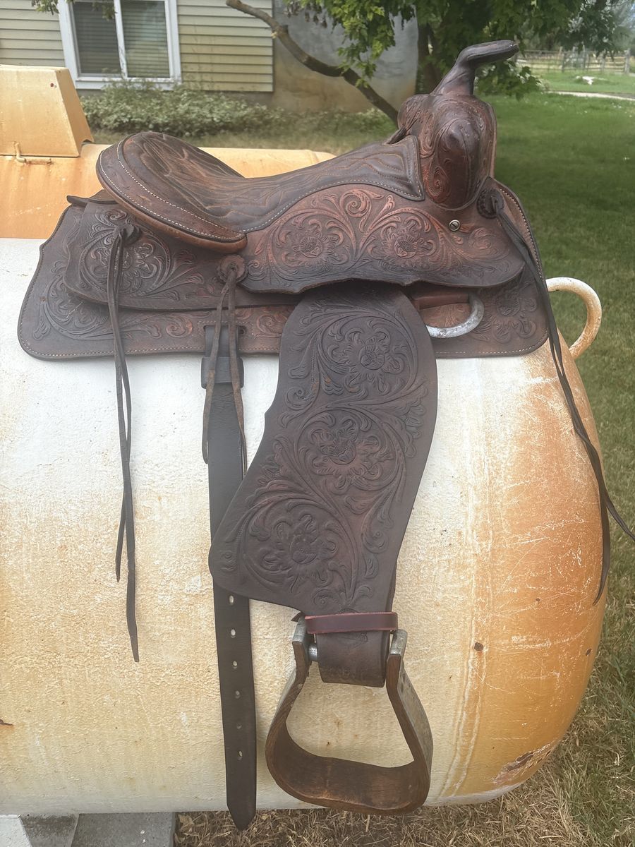 14.5 inch Texas Brahma Brand Saddle