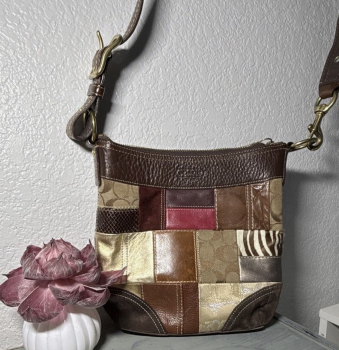Vintage COACH PURSE-Authenticated 10435 Holiday Patchwork Design-RARE FIND!!