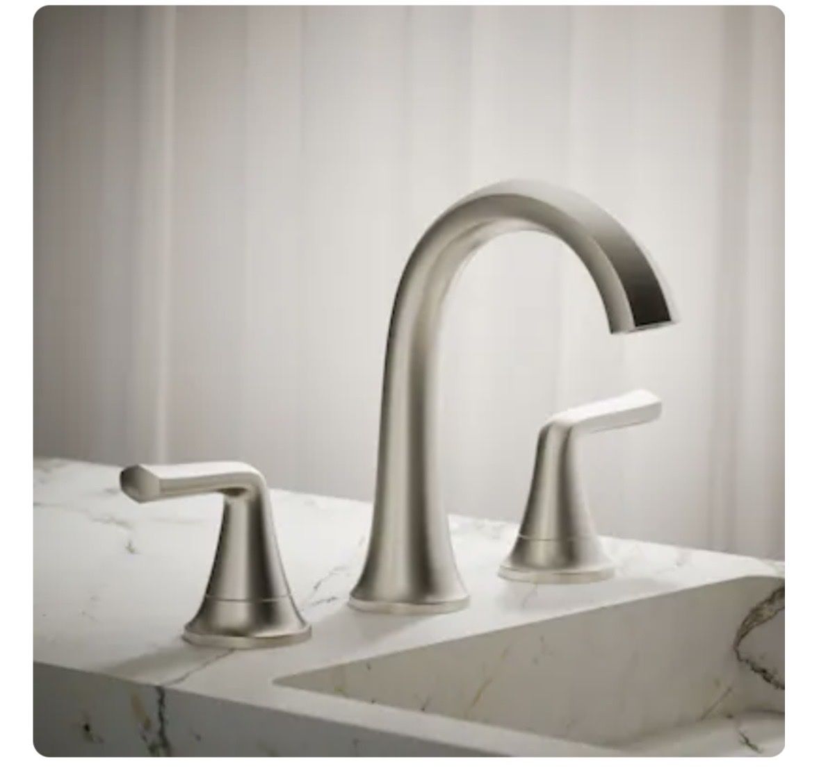Kohler Widespread Bathroom Sink Faucet,, Brushed Nickel, New