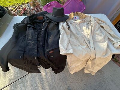 Outback Low Rider Duster Oilskin Coats Black & Hat