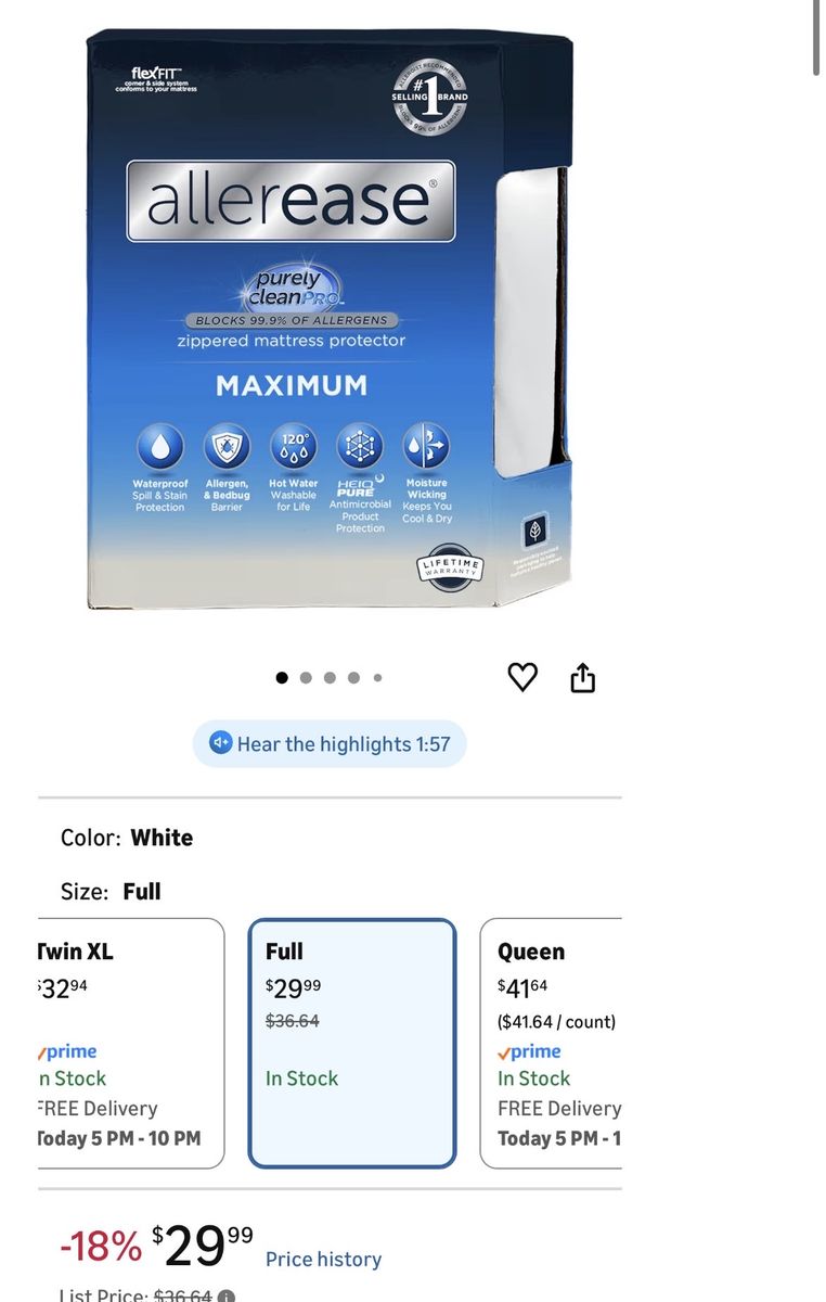 Full Zipper Mattress Protector New