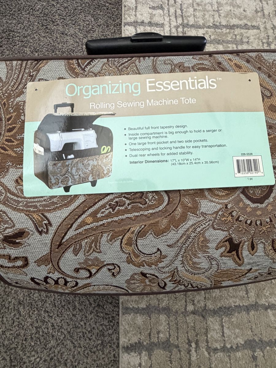 Organizing Essentials Rolling Sewing Machine Tote - Tapestry Design, Large Capacity, Portable