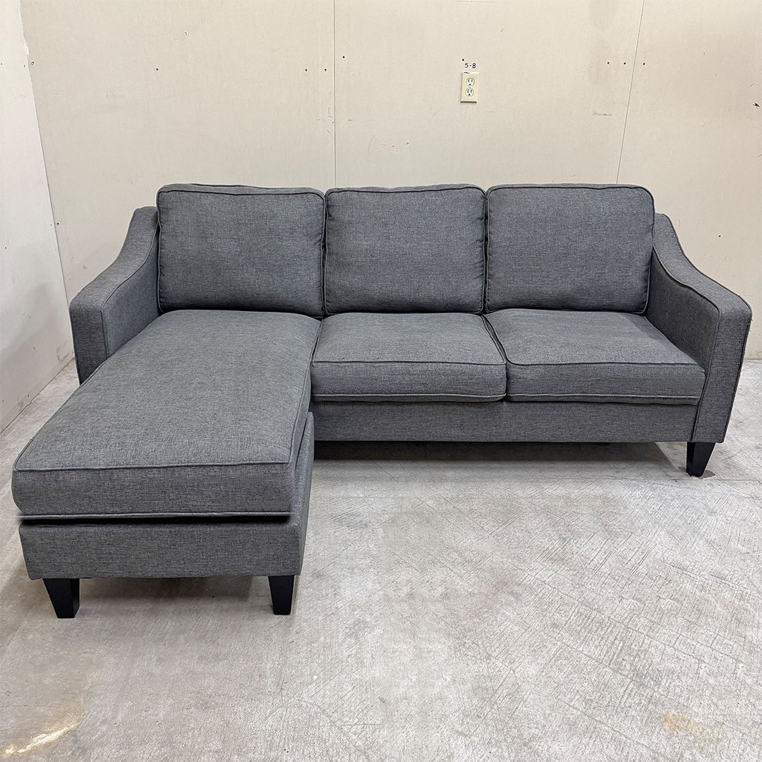 (Reversible) Small Dark Gray Sectional Couch - Delivery Available