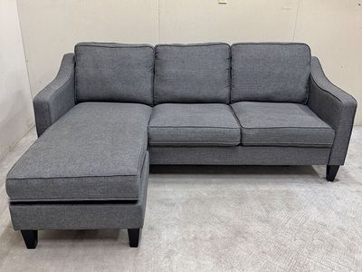 (Reversible) Small Dark Gray Sectional Couch - Delivery Available