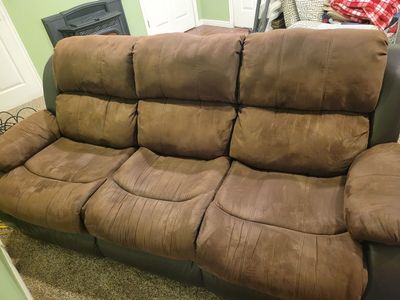 Brown Reclining Sofa and Loveseat Set -