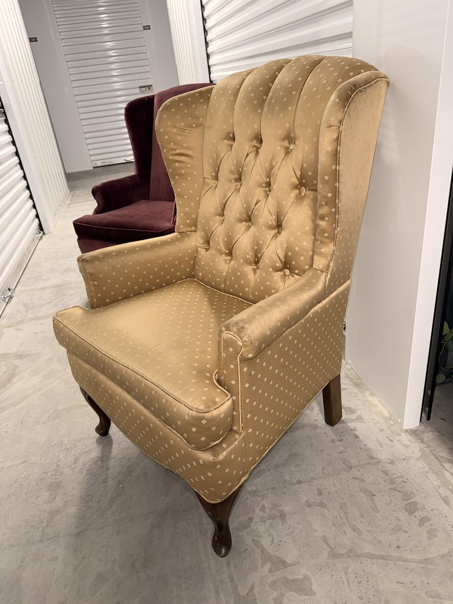 Gold Wingback Chair – Must Sell Before Move