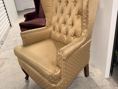 Gold Wingback Chair – Must Sell Before Move