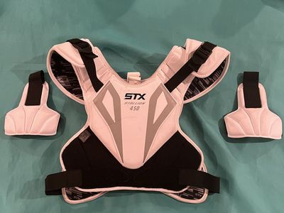 STX Stallion 450 Lacrosse Shoulder Pads / Chest Protector - White/Black, Size Large, Used