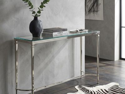 Classic Sleek Chrome + Glass Console Table