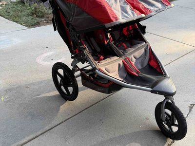 BOB Gear Revolution Flex Duallie Double Jogging Stroller - Red/Gray, All-Terrain Suspension