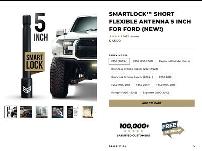 FORD F150 F250 TRUCK Bronco - RONIN SMARTLOCK SHORT FLEXIBLE ANTENNA 5 INCH