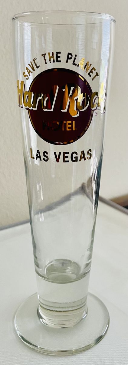 VINTAGE HARD ROCK HOTEL 3 PILSNER TALL GLASSES COLLECTIBLE SOUVENIRS-EXCELLENT!!!