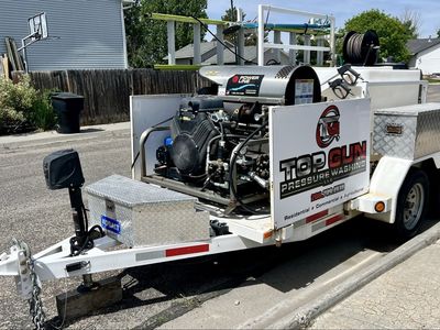 Pressure Washing Trailer Setup with Power Line USA Unit and Water Tank