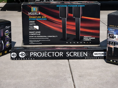 COMPLETE HOME THEATER PACKAGE – PROJECTOR + SCREEN + SURROUND SOUND