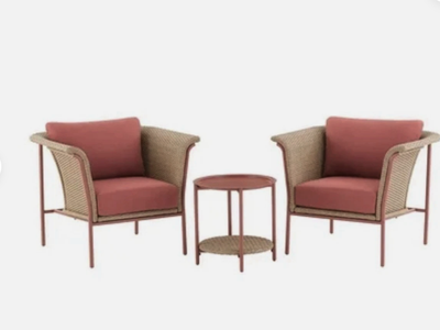 New Better Homes & Gardens Trezza Wicker 3-Piece Outdoor Chat Set, Terra Cotta