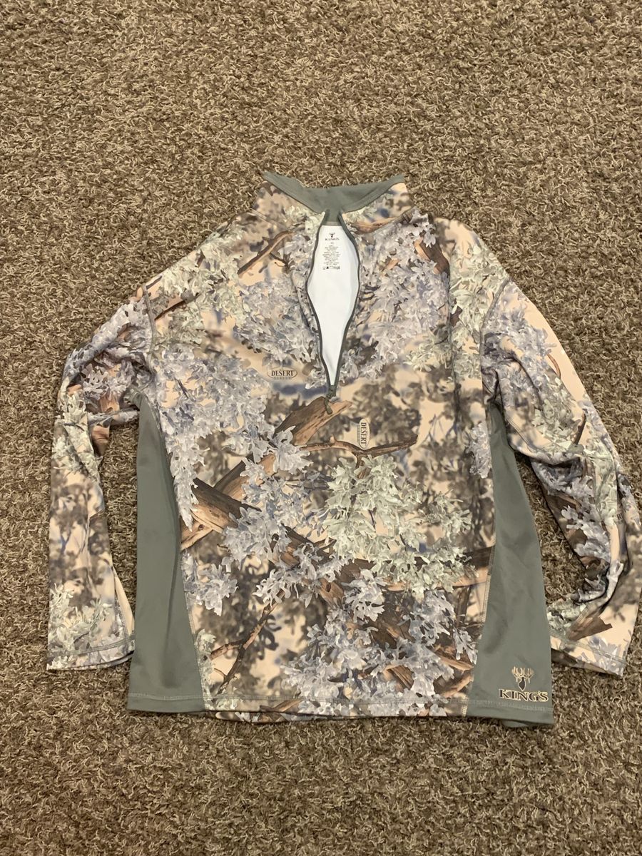 King's Camo Desert Shadow 1/4 Zip Long Sleeve Shirt Size XL