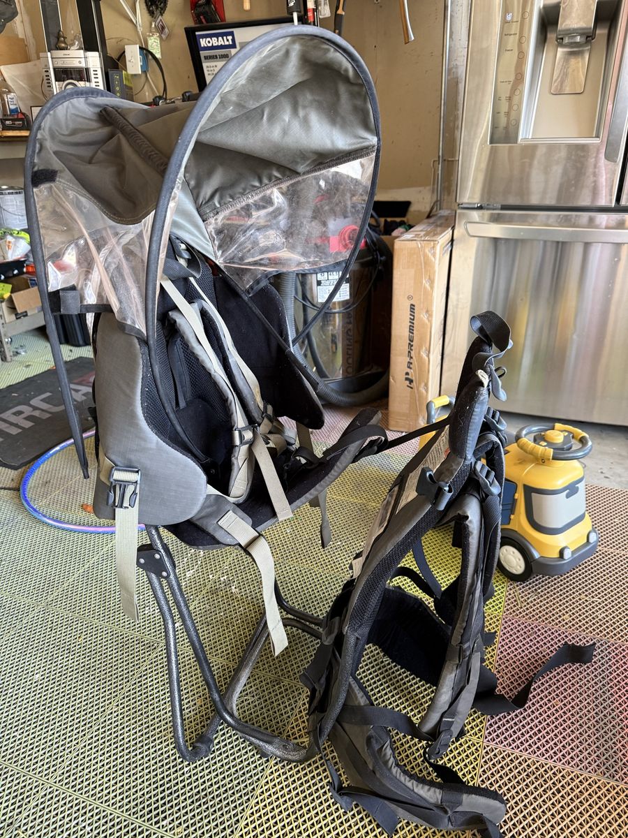 REI Piggyback Kids Only Child Carrier Backpack - Black/Gray with Sun Shade