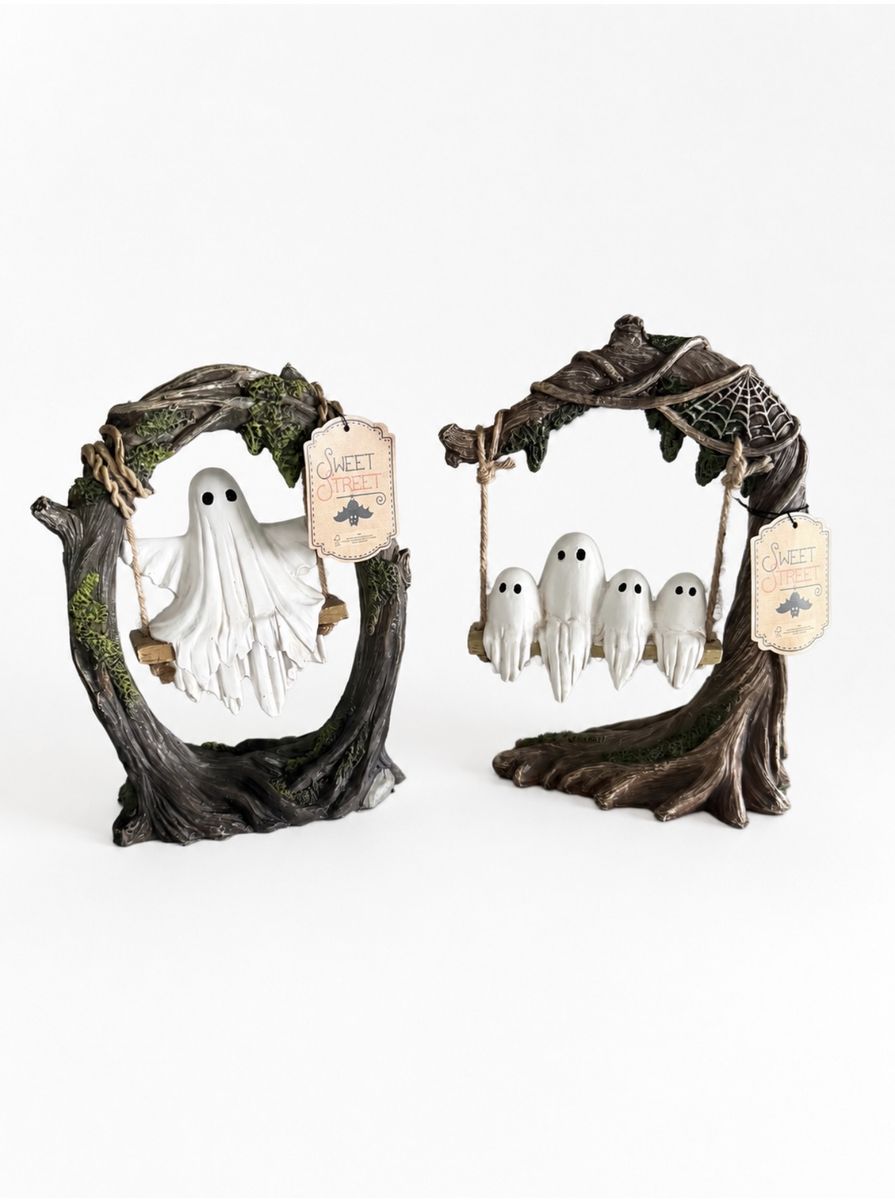Sweet Street Spooky Ghost on Swing Resin Figurine Halloween Decor