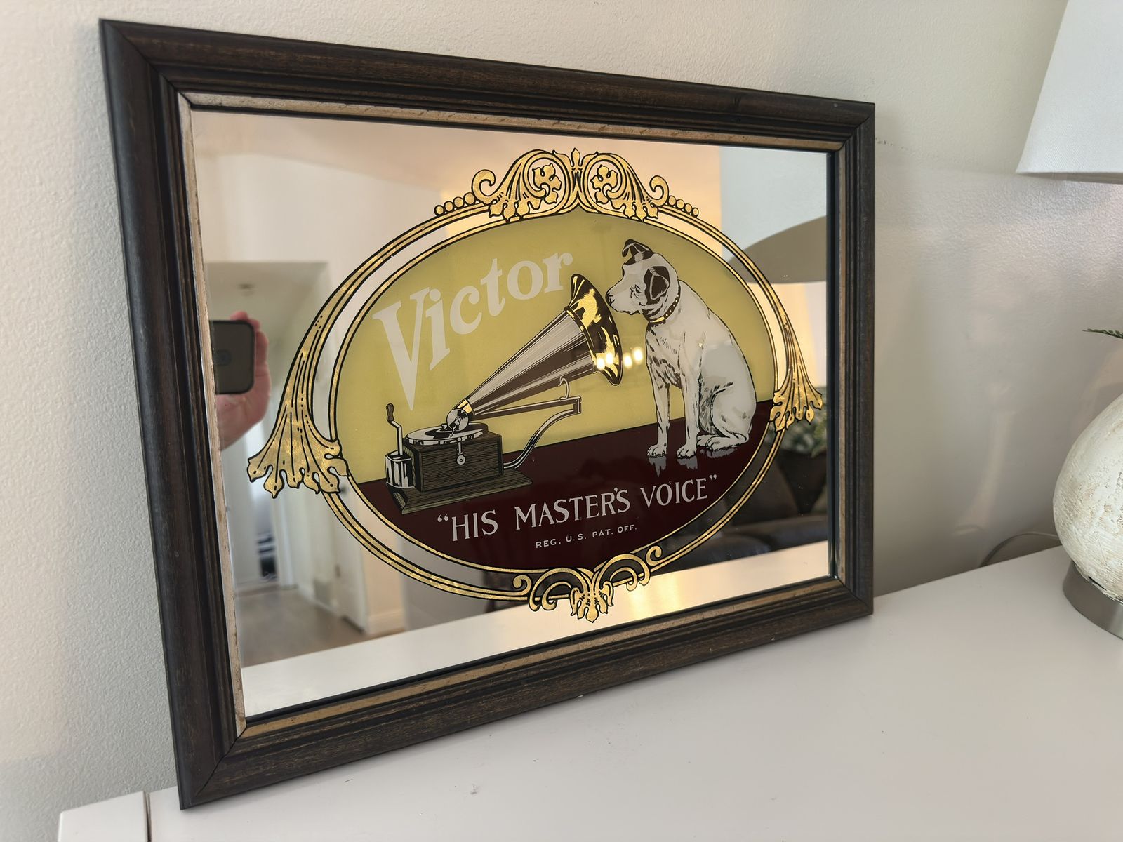 1978 George Nathan Victor “His Master’s Voice” Framed Mirror Decor