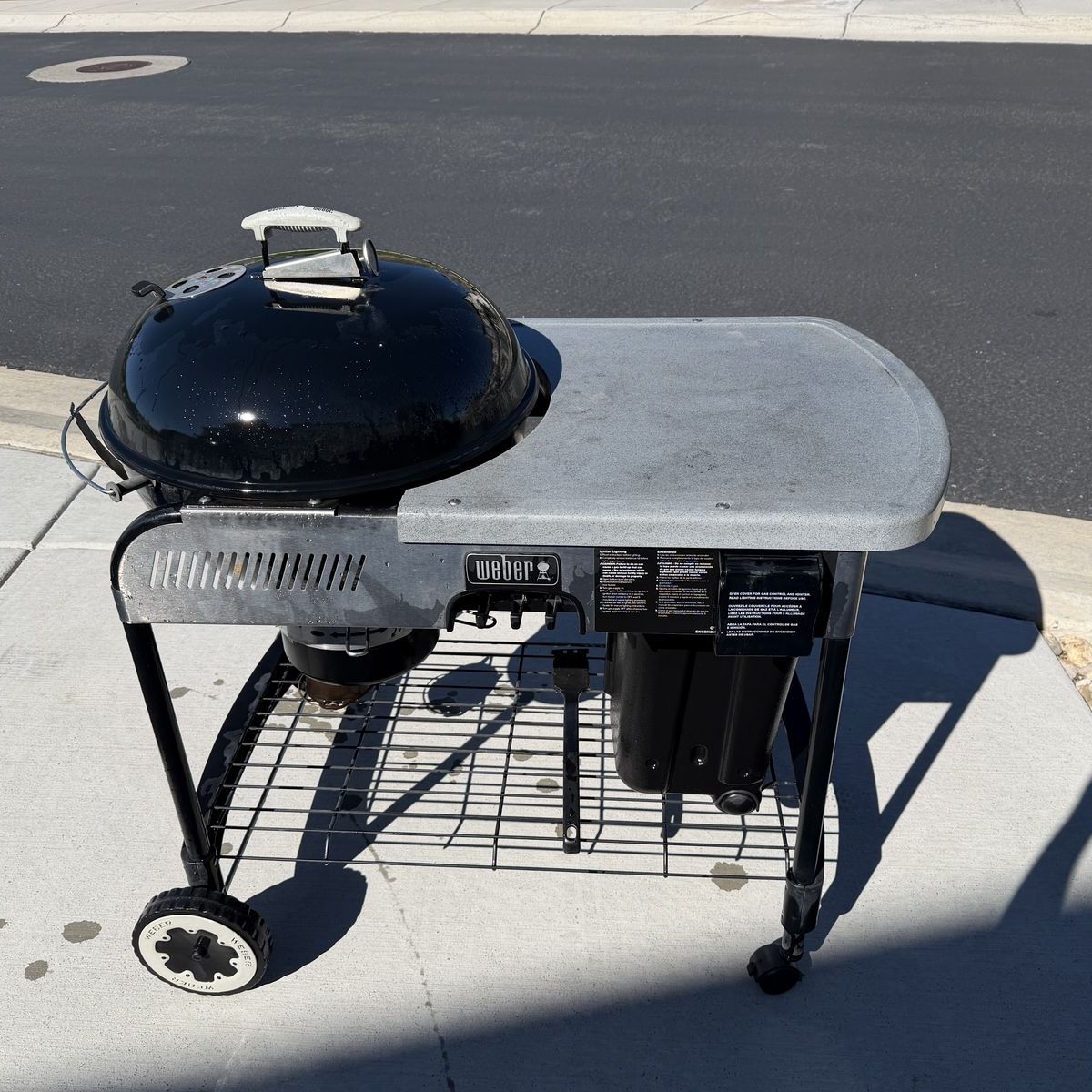 Weber Grill with Side Table & Charcoal Bin for Sale