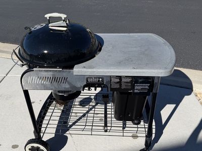 Weber Grill with Side Table & Charcoal Bin for Sale