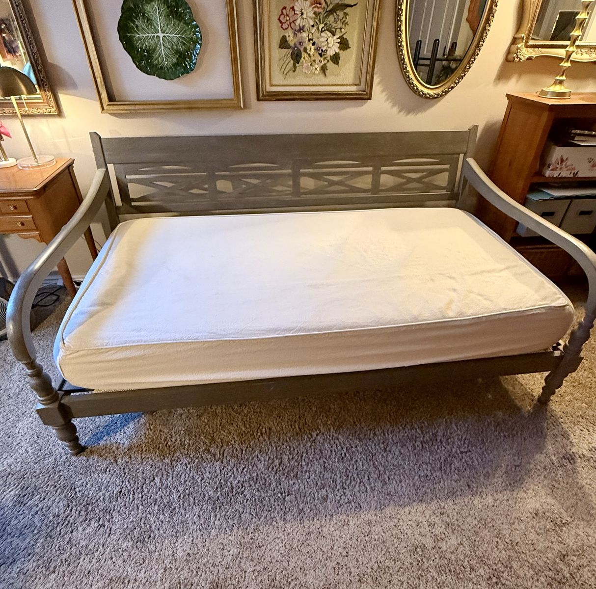 World Market Antique Gray Wood Daybed & Mattress