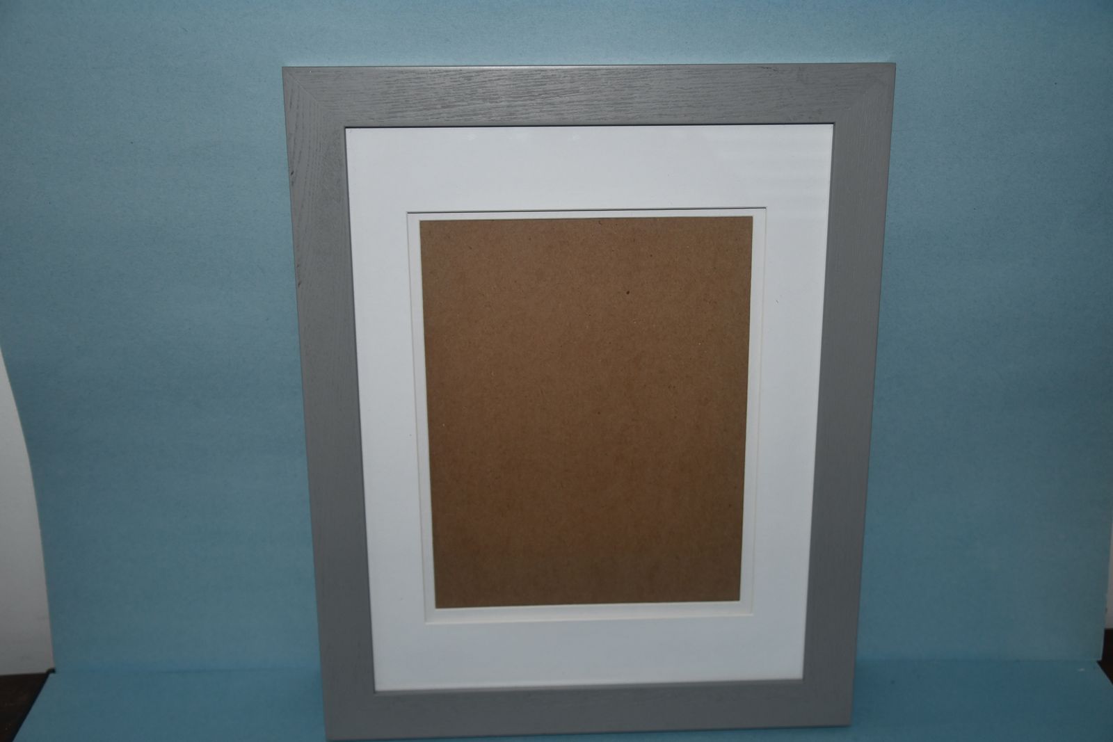GRAY PICTURE FRAME with DOUBLE MAT ~ 13" x 16" ~ HOLDS a 8" x 10" with MAT or an 11" x 14" ~ HANGERS