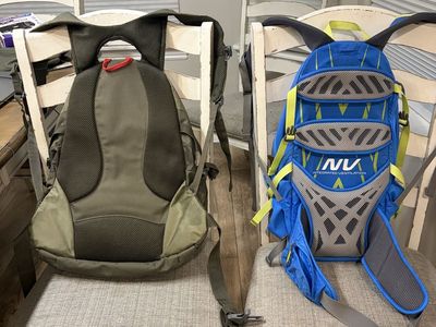 Lot of 2 Outdoor Backpacks: Green Outdoor Products & Blue CamelBak NV
