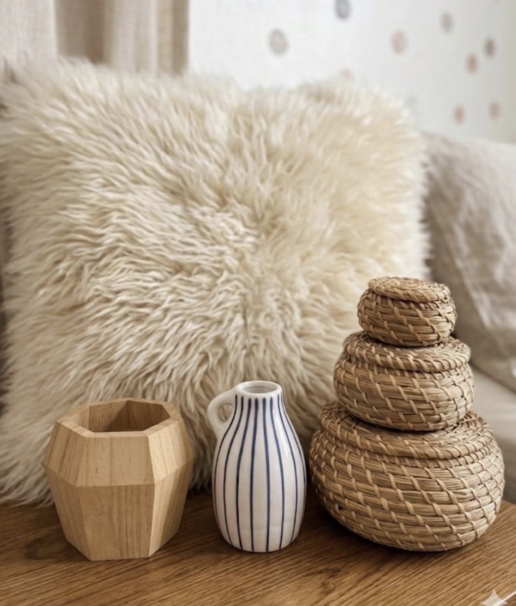 Woven Baskets, Decor Pillow, Designer Pitcher - Bedroom Decor or Living Room