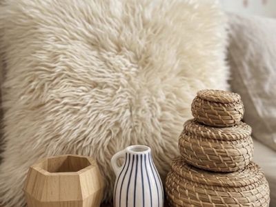 Woven Baskets, Decor Pillow, Designer Pitcher - Bedroom Decor or Living Room